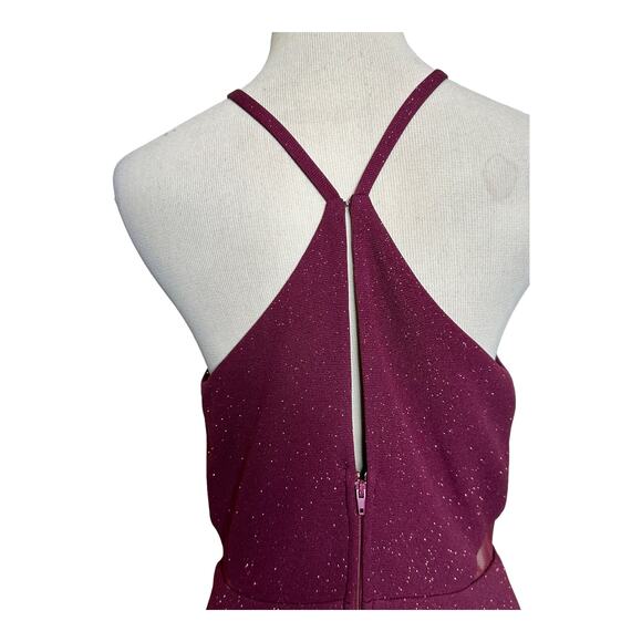 Speechless shimmery red Y neck layered skirt mini dress size M - Picture 15 of 16